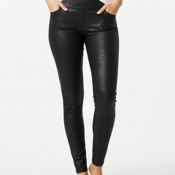 SPANX Pants - SPANX Shiny Black Leggings Sz Small